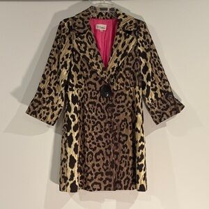 3 Sisters Leopard Print Coat with Bold Pink Lining